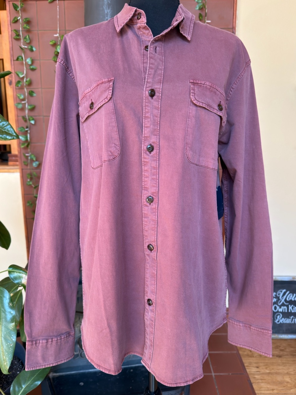 #344- NEW Lucky Brand Women’s Dusty Mauve Button-Up Utility Shirt